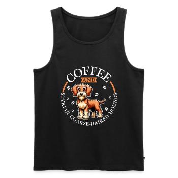 Kaffee und Steirische Rauhhaarbracke - Männer Premium Bio Tank Top - Schwarz - Vorne - Michal (187cm)