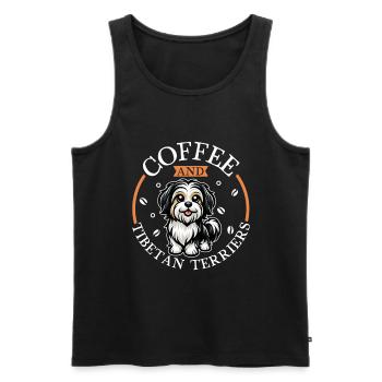 Coffee and Tibetan Terrier - Men's Premium Organic Tank Top - black - Front - AI Model Male 178 light (178cm)