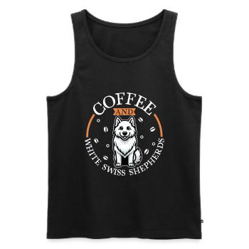 Coffee and Berger Blanc Suisse - Men's Premium Organic Tank Top - black - Front - AI Model Male 178 light (178cm)