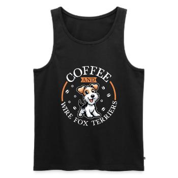 Kaffee und Drahthaar-Foxterrier - Männer Premium Bio Tank Top - Schwarz - Vorne - AI Model Male 178 light (178cm)