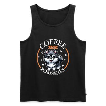 Coffee and Pomsky - Men's Premium Organic Tank Top - black - Front - AI Model Male 178 light (178cm)