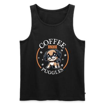 Coffee and Puggle - Men's Premium Organic Tank Top - black - Front - Michal (187cm)