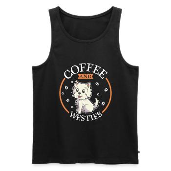 Café et West Highland Terrier - Débardeur bio Premium Homme - noir - Devant - Michal (187cm)