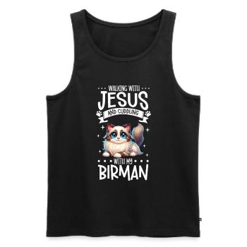 Jésus et ma Birmanie - Débardeur bio Premium Homme - noir - Devant - AI Model Male 178 light (178cm)