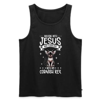 Jésus et mon Rex de Cornouailles - Débardeur bio Premium Homme - noir - Devant - Michal (187cm)