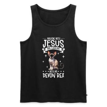 Jesus and My Devon Rex - Men's Premium Organic Tank Top - black - Front - Michal (187cm)