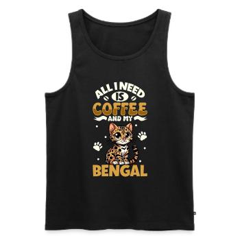 Le café et mon Bengale - Débardeur bio Premium Homme - noir - Devant - Michal (187cm)