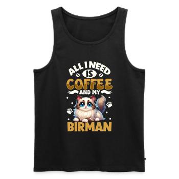 Le café et ma Birmanie - Débardeur bio Premium Homme - noir - Devant - AI Model Male 178 light (178cm)
