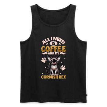 Kaffee und meine Cornish Rex - Männer Premium Bio Tank Top - Schwarz - Vorne - Michal (187cm)