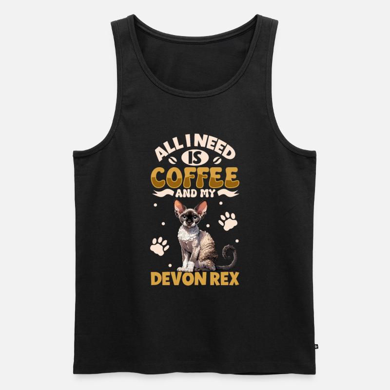 Coffee and my Devon Rex - Men's Premium Organic Tank Top - black