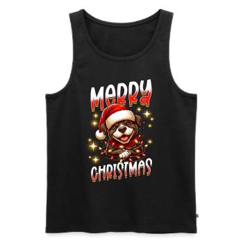 Noël Chien Joyeux Noël - Débardeur bio Premium Homme - noir - Devant - Michal (187cm)