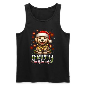 Noël Chien Joyeux Noël - Débardeur bio Premium Homme - noir - Devant - Michal (187cm)