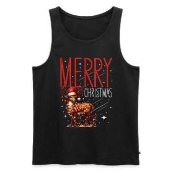Noël Renne Joyeux Noël - Débardeur bio Premium Homme - noir - Devant - Michal (187cm)