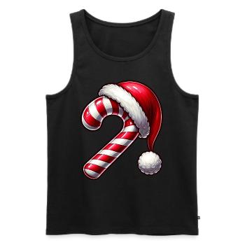 Christmas candy cane with hat - Men's Premium Organic Tank Top - black - Front - AI Model Male 178 light (178cm)