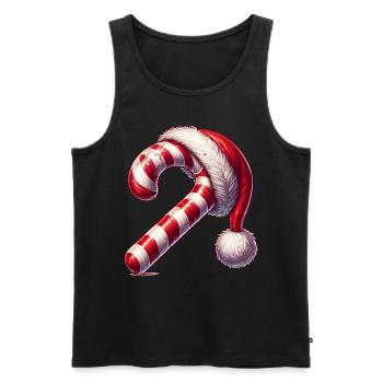 Christmas candy cane with hat - Men's Premium Organic Tank Top - black - Front - AI Model Male 178 light (178cm)