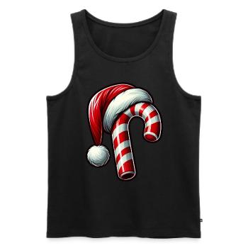 Christmas candy cane with hat - Men's Premium Organic Tank Top - black - Front - AI Model Male 178 light (178cm)