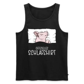 Offizielles Schlafshirt Schwein Schlafanzug Ferkel - Männer Premium Bio Tank Top - Schwarz - Vorne - Michal (187cm)