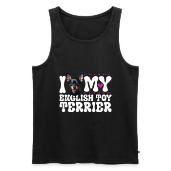J’adore mon Toy Terrier anglais - Débardeur bio Premium Homme - noir - Devant - Michal (187cm)