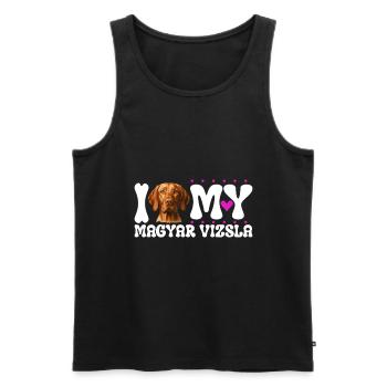 Ich liebe meinen Magyar Vizsla - Männer Premium Bio Tank Top - Schwarz - Vorne - Michal (187cm)
