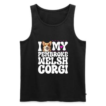 J’adore mon Welsh Corgi Pembroke - Débardeur bio Premium Homme - noir - Devant - Michal (187cm)