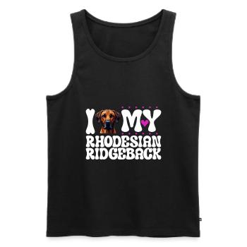 Ich liebe meinen Rhodesian Ridgeback - Männer Premium Bio Tank Top - Schwarz - Vorne - Michal (187cm)