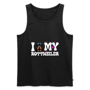 J'adore mon Rottweiler - Débardeur bio Premium Homme - noir - Devant - AI Model Male 178 light (178cm)