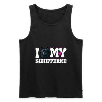 Ich liebe meinen Schipperke - Männer Premium Bio Tank Top - Schwarz - Vorne - AI Model Male 178 light (178cm)
