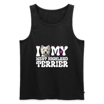 J’adore mon West Highland Terrier - Débardeur bio Premium Homme - noir - Devant - Michal (187cm)