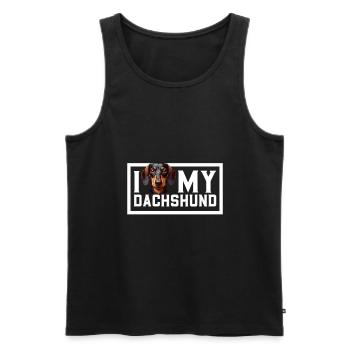 Ich liebe meinen Dackel - Männer Premium Bio Tank Top - Schwarz - Vorne - Michal (187cm)