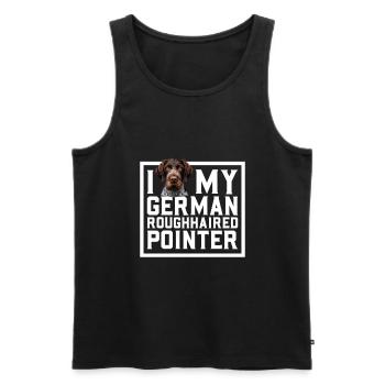 J’adore mon Stichelhaar allemand - Débardeur bio Premium Homme - noir - Devant - AI Model Male 178 light (178cm)
