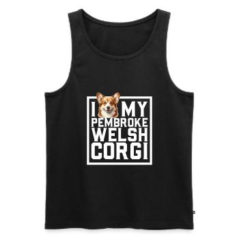 J’adore mon Welsh Corgi Pembroke - Débardeur bio Premium Homme - noir - Devant - Michal (187cm)