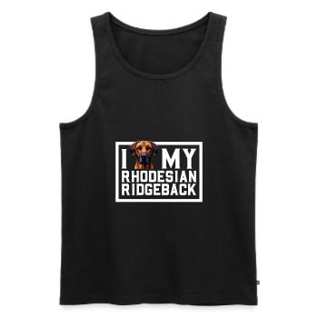 Ich liebe meinen Rhodesian Ridgeback - Männer Premium Bio Tank Top - Schwarz - Vorne - Michal (187cm)