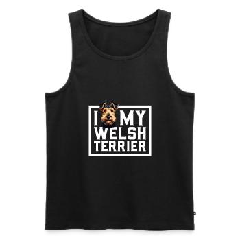 J’adore mon Welsh Terrier - Débardeur bio Premium Homme - noir - Devant - Michal (187cm)