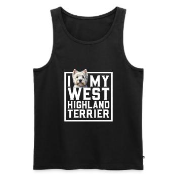 J’adore mon West Highland Terrier - Débardeur bio Premium Homme - noir - Devant - Michal (187cm)