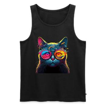 Chat pour les propriétaires de chats, Cat Digital Art - Débardeur bio Premium Homme - noir - Devant - Michal (187cm)