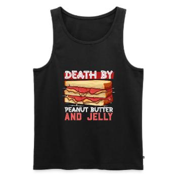 Mort par sandwich au beurre de cacahuète et à la gelée - Débardeur bio Premium Homme - noir - Devant - Michal (187cm)