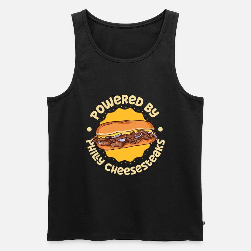 Powered by Philly Cheesesteak - Männer Premium Bio Tank Top - Schwarz