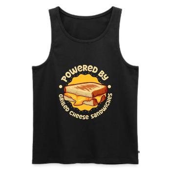 Powered by Grilled Cheese Sandwich - Men's Premium Organic Tank Top - black - Front - Michal (187cm)