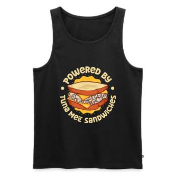 Powered by Tuna Melt Sandwich - Männer Premium Bio Tank Top - Schwarz - Vorne - AI Model Male 178 light (178cm)