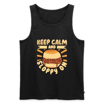 Bleib ruhig und ess nen Sloppy Joe - Männer Premium Bio Tank Top - Anthrazit - Vorne - Alexander (188cm)