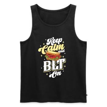 Restez calme et mangez un sandwich BLT - Débardeur bio Premium Homme - noir - Devant - Michal (187cm)