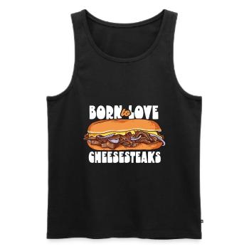 Geboren um Cheesesteaks zu lieben - Männer Premium Bio Tank Top - Schwarz - Vorne - Michal (187cm)
