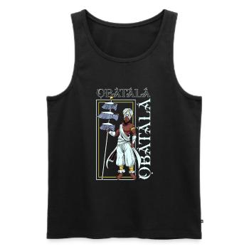 Yoruba Gott - Obatala - Männer Premium Bio Tank Top - Schwarz - Vorne - AI Model Male 178 light (178cm)