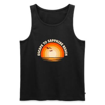 I'm fleeing to Sapphire Beach - Men's Premium Organic Tank Top - black - Front - AI Model Male 178 light (178cm)