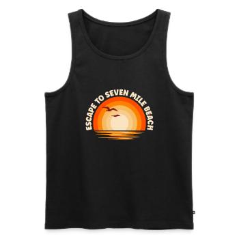 Ich fliehe nach Seven Mile Beach - Männer Premium Bio Tank Top - Schwarz - Vorne - AI Model Male 178 light (178cm)