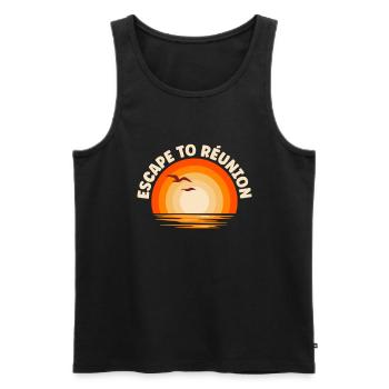 Ich fliehe nach Réunion - Männer Premium Bio Tank Top - Schwarz - Vorne - Michal (187cm)