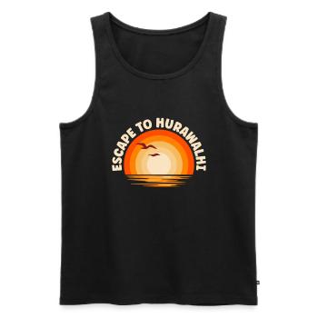 I flee to Hurawalhi - Men's Premium Organic Tank Top - black - Front - Michal (187cm)