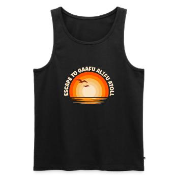 Ich fliehe nach Gaafu Alifu Atoll - Männer Premium Bio Tank Top - Schwarz - Vorne - Michal (187cm)