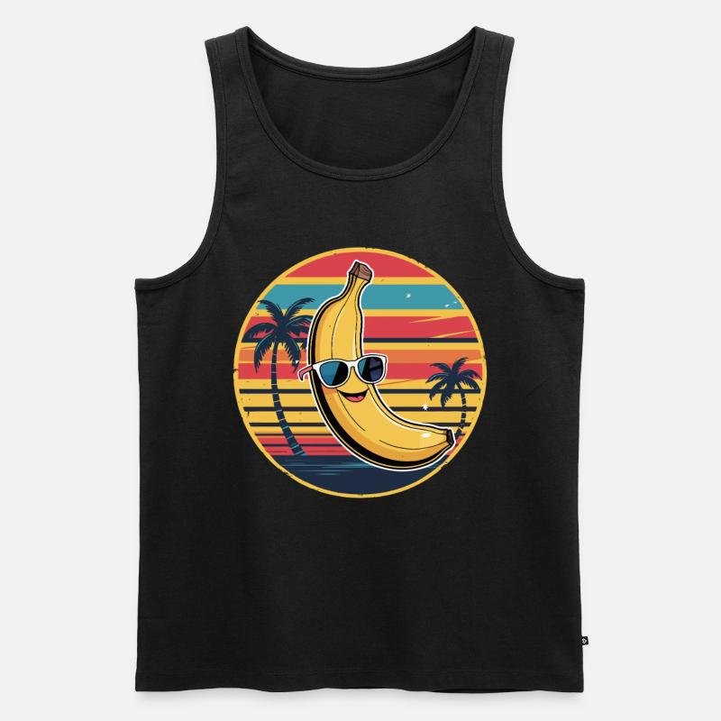 Banane mit Sonnenbrille - Männer Premium Bio Tank Top - Schwarz