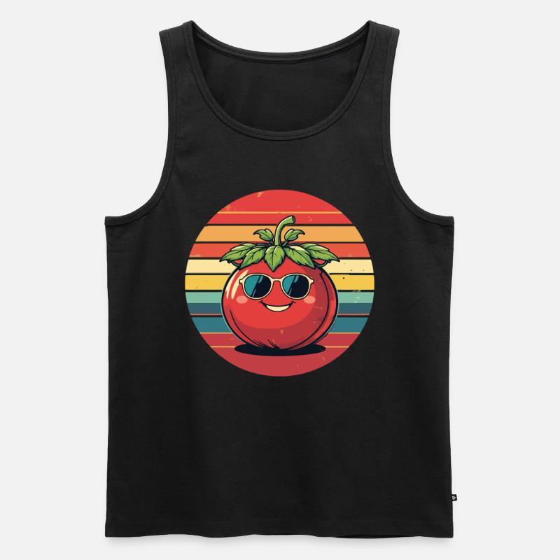 Tomate mit Sonnenbrille - Männer Premium Bio Tank Top - Schwarz